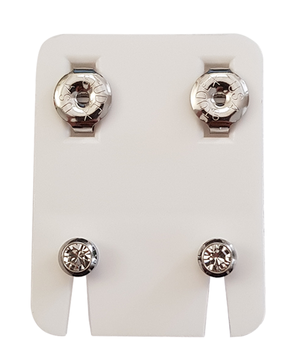 Ohrknöpfe Standard Palladiumweiss/Imit.Diamant