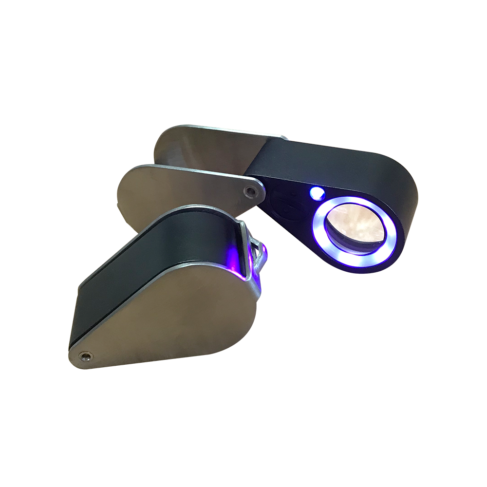 Steinlupe-Triplet, mit LED und UV, 10-fach