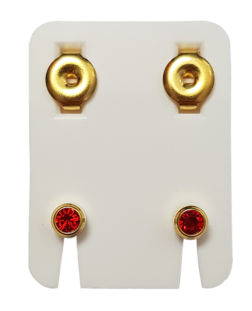Ohrknöpfe Standard Vergoldet/Imit.Rubin