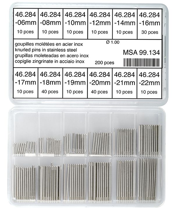 Sortiment an Bandstifte m.Presssitz, Ø1,0mm, 06-22, 200 Stk.
