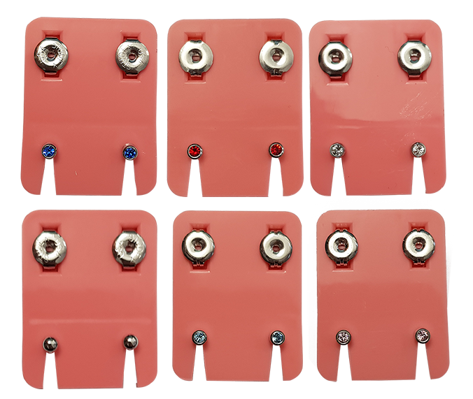 Ohrknöpfe Mini Palladiumweiss/Imit.Steine sortiert