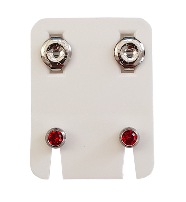 Ohrknöpfe Standard Palladiumweiss/Imit.Rubin