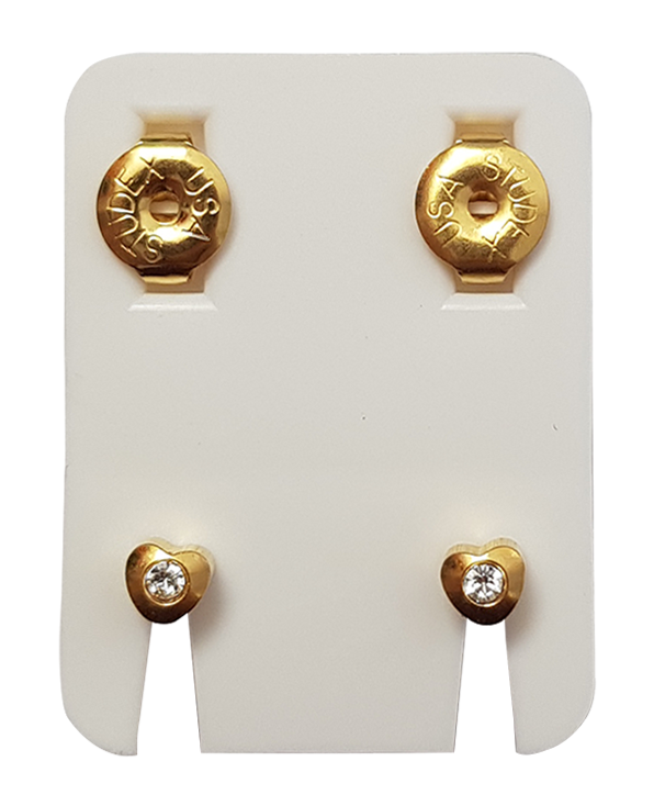 Ohrknöpfe Standard Vergoldet/Herz m.Stein