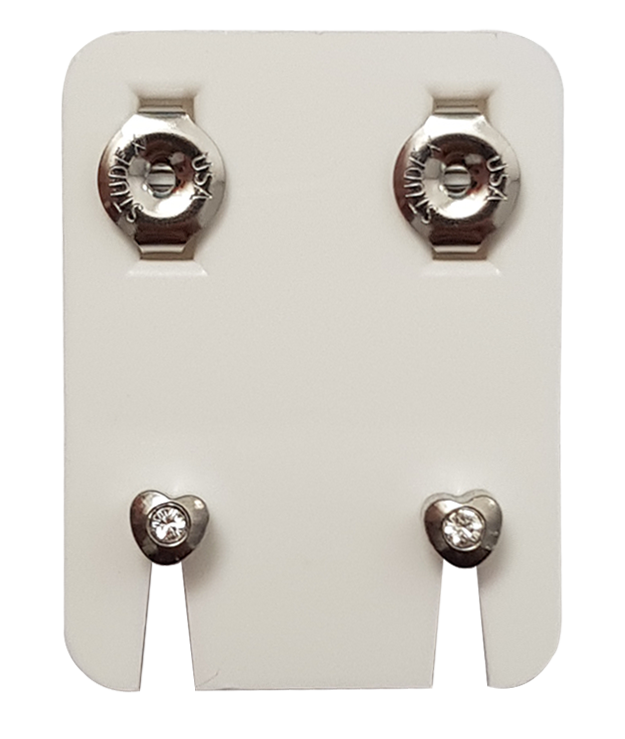 Ohrknöpfe Standard Palladiumweiss/Herz m.Stein