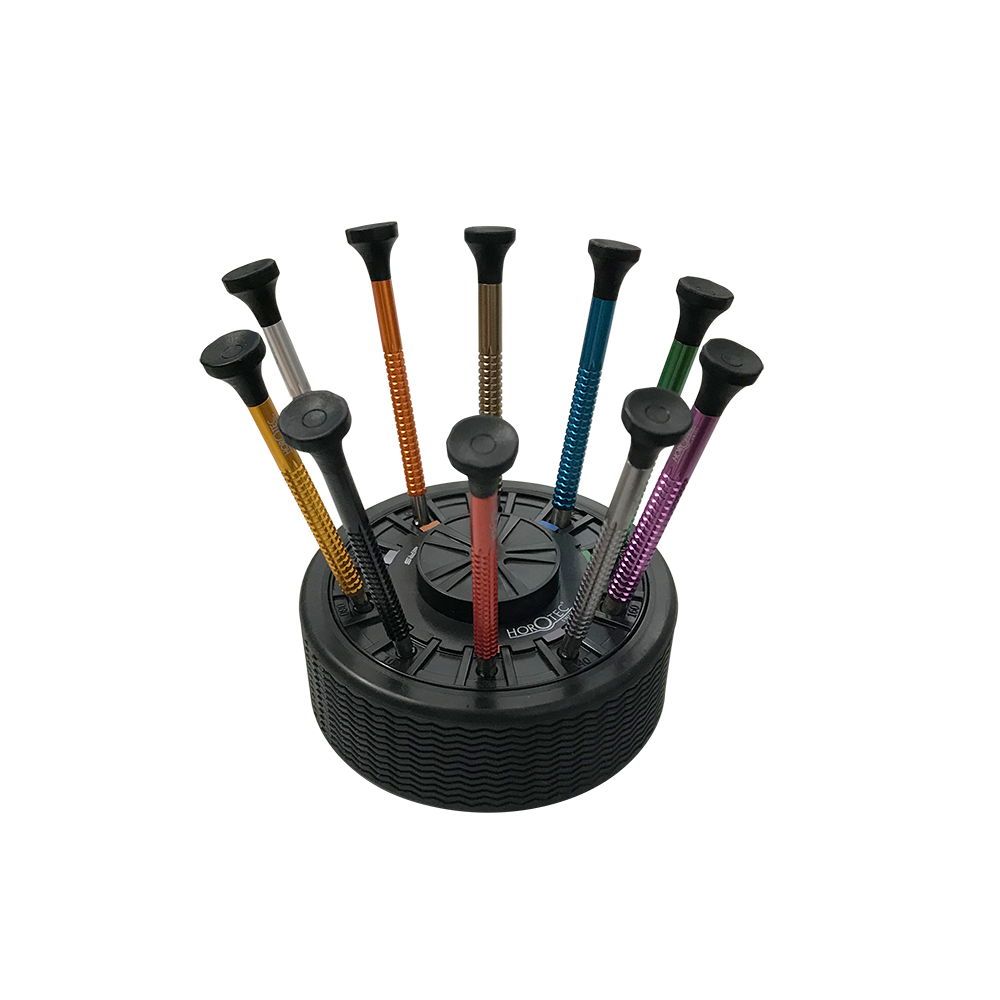 Schraubendrehersatz Swiss Made eloxiertes Alu 10Stk.auf Drehsockel Schraubendrehersatz Swiss Made eloxiertes Alu 10Stk.auf Drehsockel