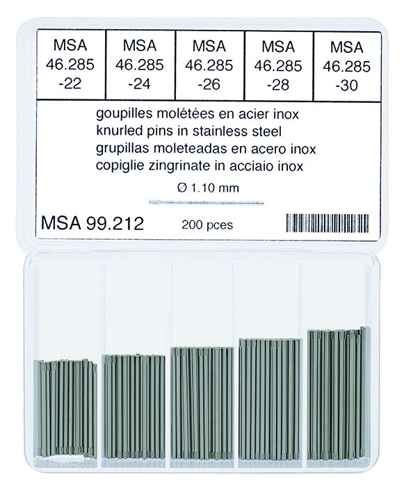 Sortiment an Bandstifte m.Presssitz, Ø1,1mm, 22-30, 200 Stk.