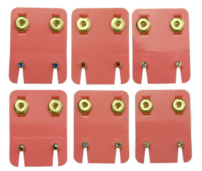 Ohrknöpfe Mini Vergoldet/Imit Steine sortiert