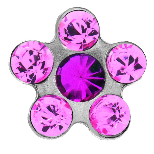 Ohrknöpfe System 75 Palladiumweiss/Blume Rose/Fuchsia