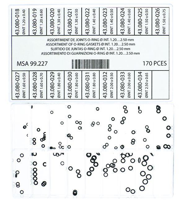 Kronen-Dichtungen Sortiment Ø 1,20-2,50, 170 Stk. Kronen-Dichtungen Sortiment Ø 1,20-2,50, 170 Stk.