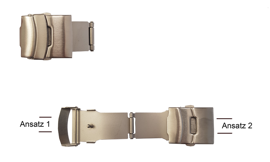 Faltschließe Stahl, mit Sicherheitsbügel u. Drücker