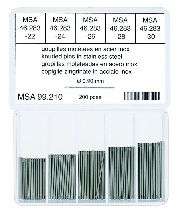 Sortiment an Bandstifte m.Presssitz, Ø0,9mm, 22-30, 200 Stk.