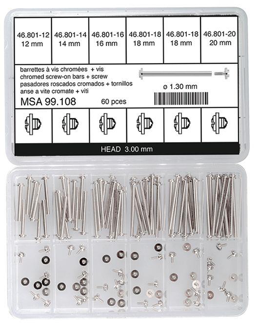 Schraub-Mittelbandstege, weiß, Sortiment 1,30mm