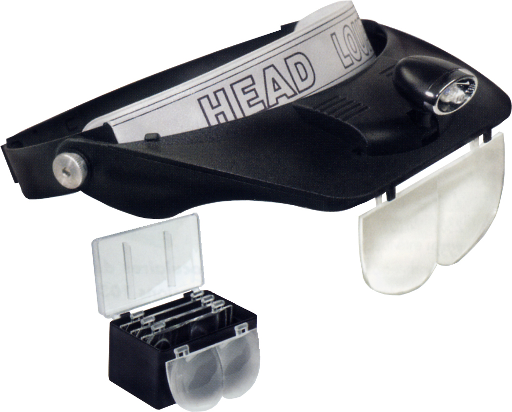 Kopfbandlupe mit Licht und 4 Einsätze