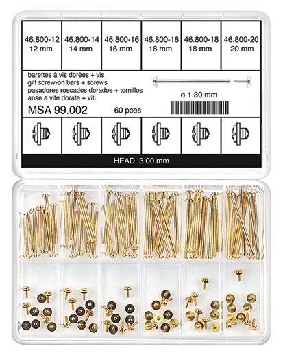 Schraub-Mittelbandstege, gelb, Sortiment 1,30mm Schraub-Mittelbandstege, gelb, Sortiment 1,30mm