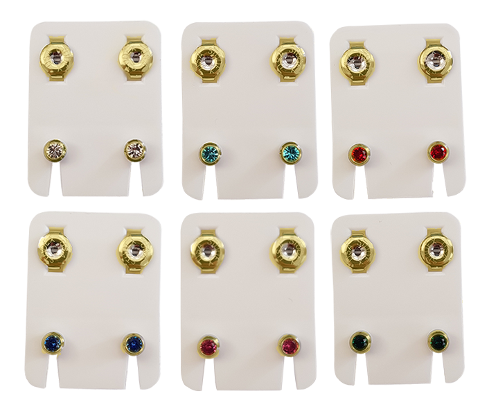 Ohrknöpfe Standard Vergoldet/Imit.Steine farblich sortiert