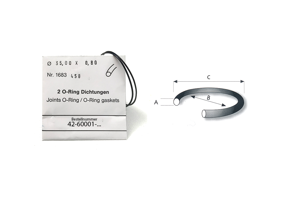 O-Ring Dichtung, Kautschuk schwarz, 2 Stk. pro Falte