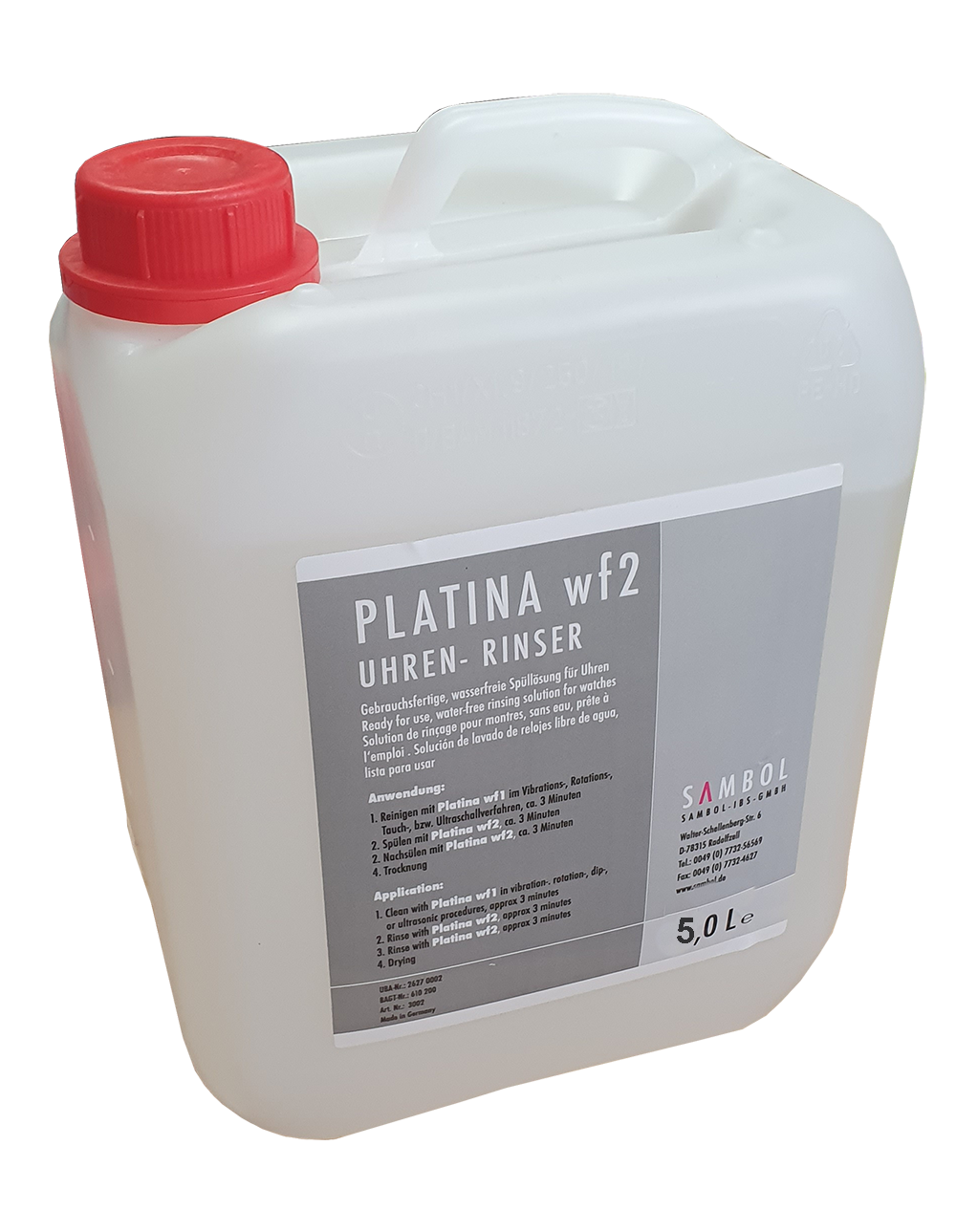 Sambol Uhren Spüllösung Platina WF-2, 5L