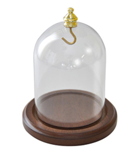 Taschenuhr-Dom, Holzsockel dunkelbraun Taschenuhr-Dom, Holzsockel dunkelbraun