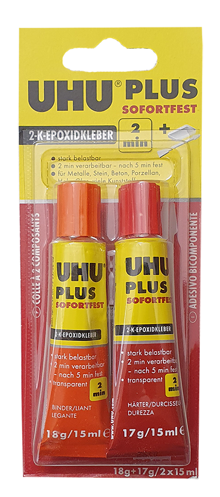 Kleber, UHU-plus 2 Komponenten sofortfest 2 min. Kleber, UHU-plus 2 Komponenten sofortfest 2 min.