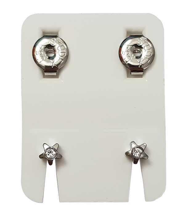 Ohrknöpfe Standard Palladiumweiss/Stern m.Stein